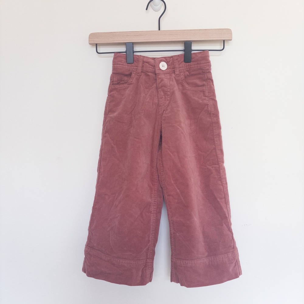 Zara Corduroy Velvet Pants Dusty Pink Wide Leg Trousers Kids Size 3-4 Years